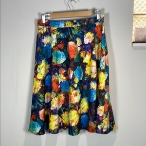 Atmosphere Yellow and Orange Pleated Midi Skirt